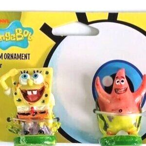 2 Sets of 2-NEW Penn-Plax Spongebob and Patrick Aquarium Ornament - 2 Piece Set